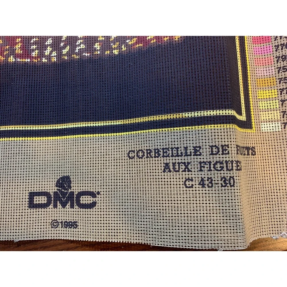 Vtg DMC Needlepoint Canvas Fruit Basket 15 x 16 Creations Tapisserie 1995